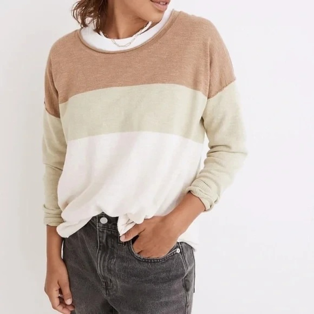 Madewell Women's Small Palmdale Pullover Sweater in Colorblock Stripe #NF409 Top